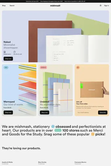 Mishmash website homepage