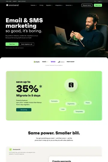 Omnisend website homepage