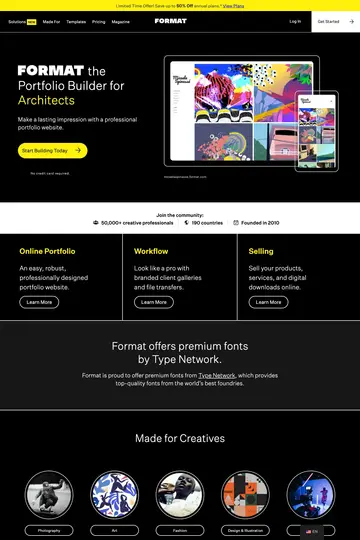 Format website homepage