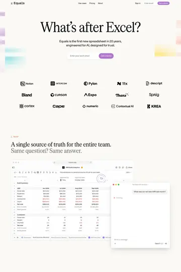 Equals website homepage