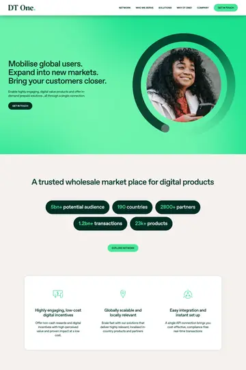 DT One website homepage