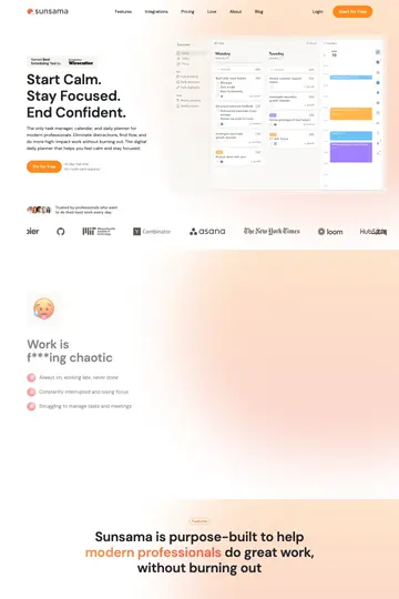 Sunsama website homepage