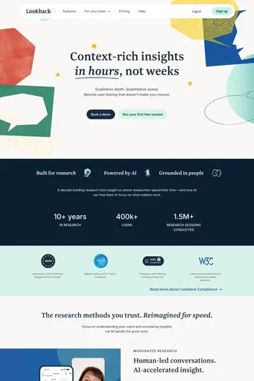 Lookback website homepage