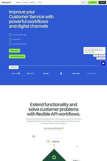 Acquire website homepage