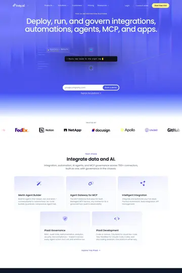 Tray.io website homepage
