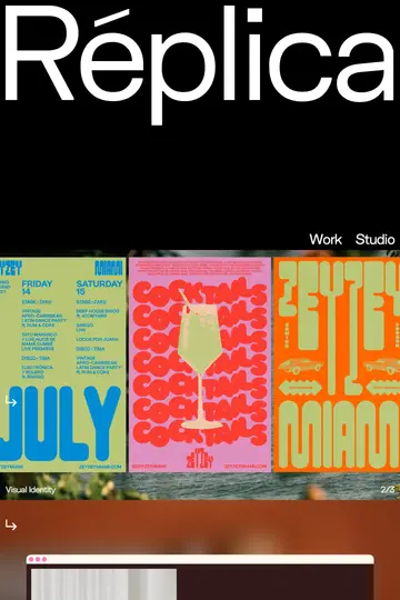 Replica website homepage