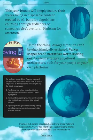 Varyer website homepage