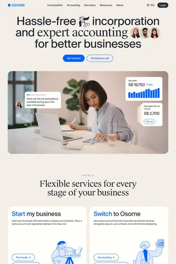 Osome website homepage