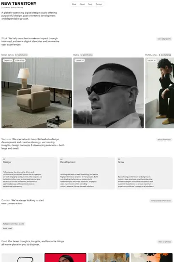 New Territory website homepage