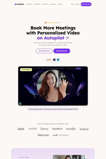 Sendspark website homepage