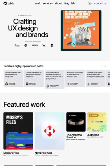 Tubik Studio website homepage