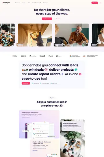 Copper website homepage