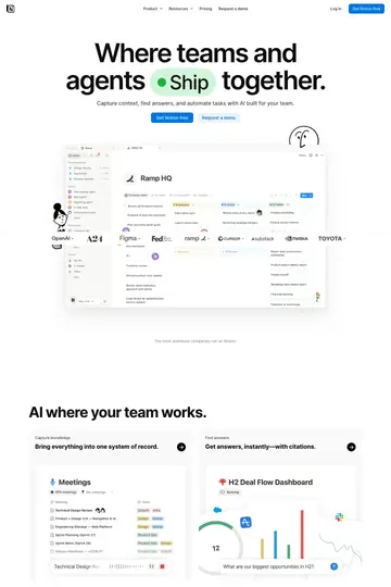 Notion website homepage