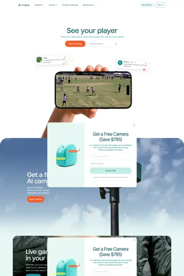 Trace Sports website homepage