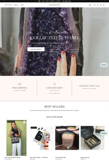 Crystals website homepage