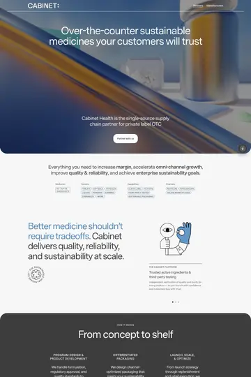 Cabinet Health website homepage