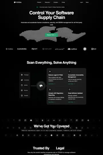 FOSSA website homepage