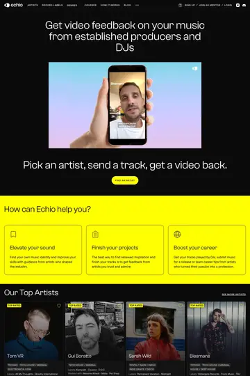 Echio website homepage