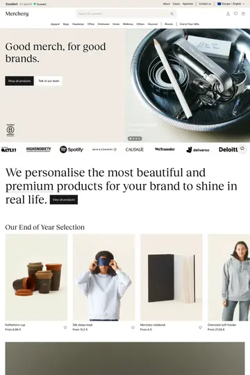Merchery website homepage
