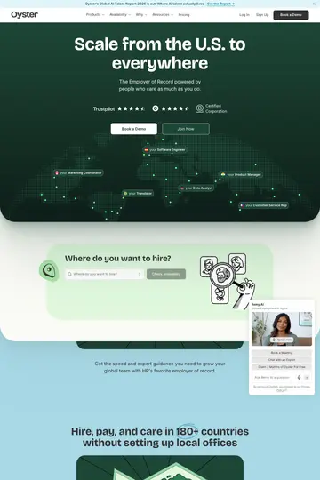 Oyster website homepage