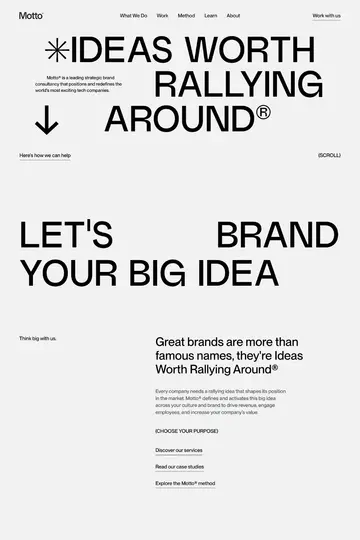 Motto website homepage