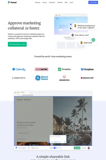 Pastel website homepage