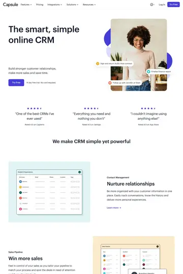 Capsule website homepage
