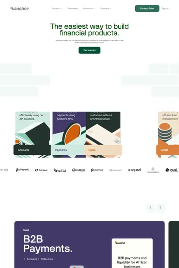 Anchor website homepage