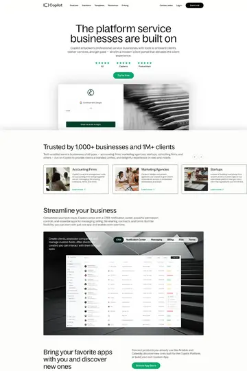 Copilot website homepage