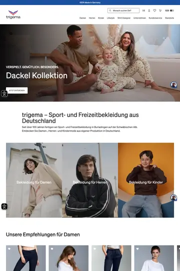 TRIGEMA website homepage