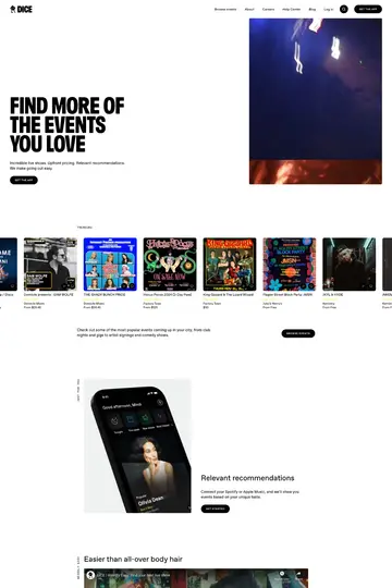 DICE website homepage