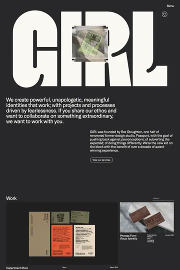 GIRL Studio website homepage
