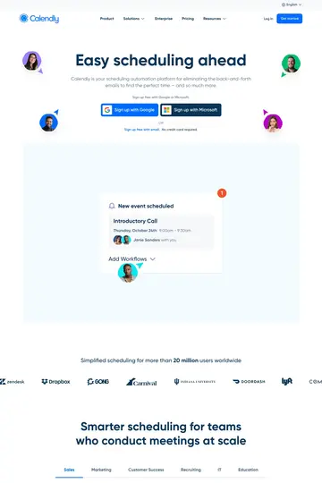 Calendly website homepage