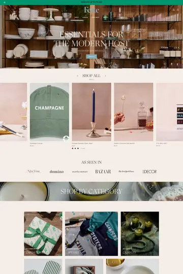 Feste website homepage