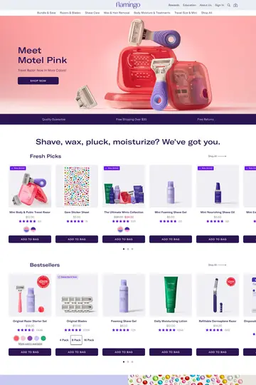 Flamingo website homepage
