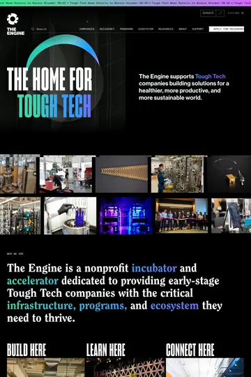 The Engine website homepage