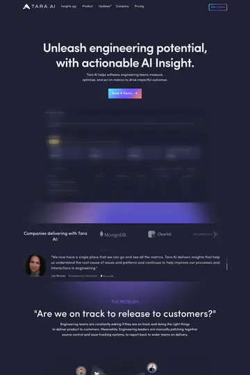 Tara AI website homepage