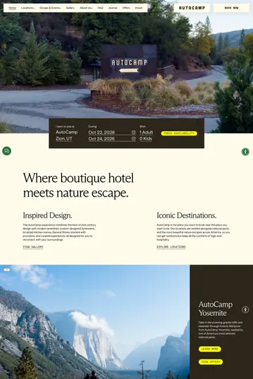 AutoCamp website homepage