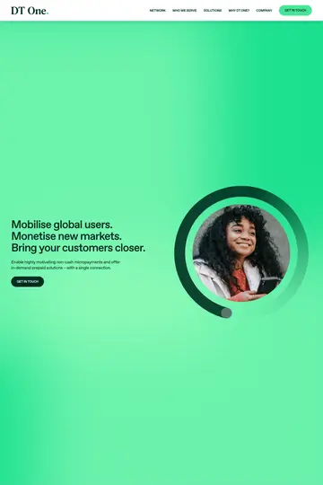 DT One website homepage