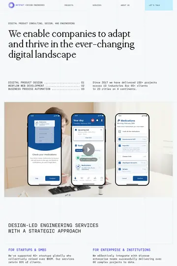 Artifact website homepage