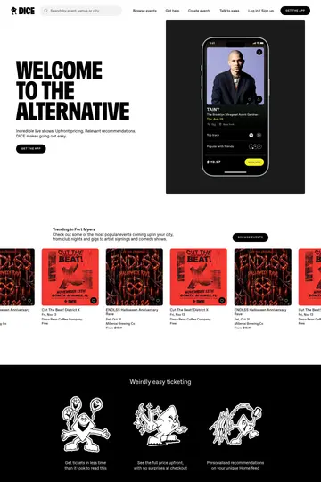 DICE website homepage
