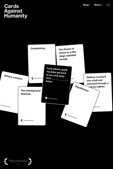 Cards Against Humanity website homepage
