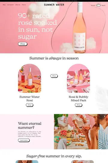 Summer Water website homepage