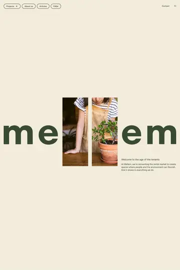 Mellem website homepage
