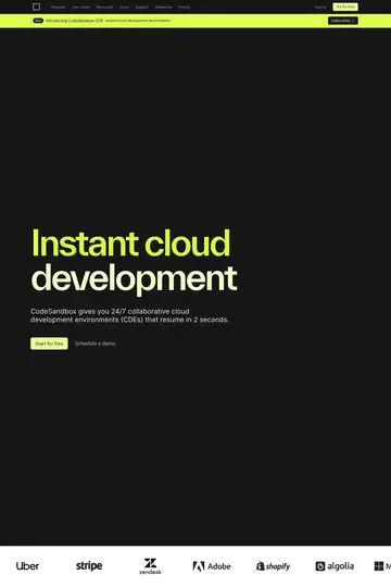 CodeSandbox website homepage