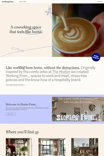 Working From website homepage