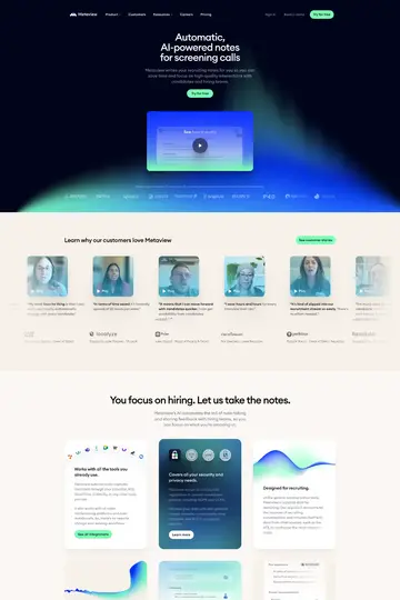 Metaview website homepage