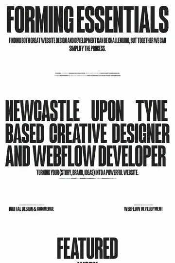 Forming Essentials website homepage