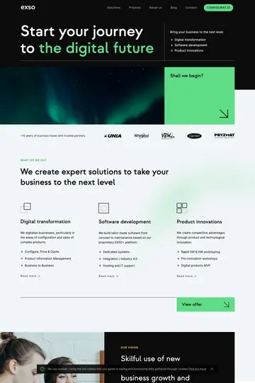 EXSO website homepage