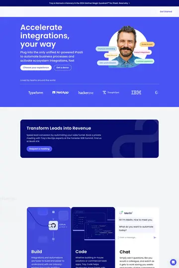 Tray.io website homepage